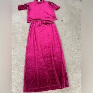 Susan Bristol skirt and blouse in red velevet